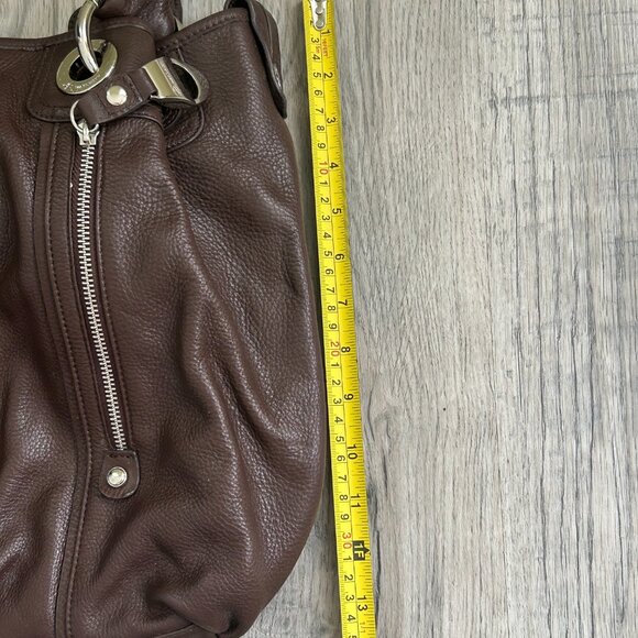 B. Makowsky Women's Leather Durango Shoulder Handbag KB8 Brown/Silver A201654 - Picture 14 of 14